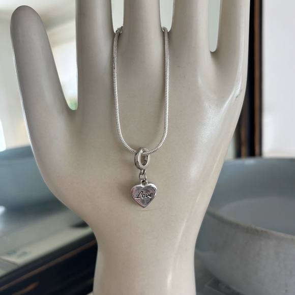 Love Charm Bracelet - Sterling Silver Snake Chain 7.5” - Picture 7 of 11